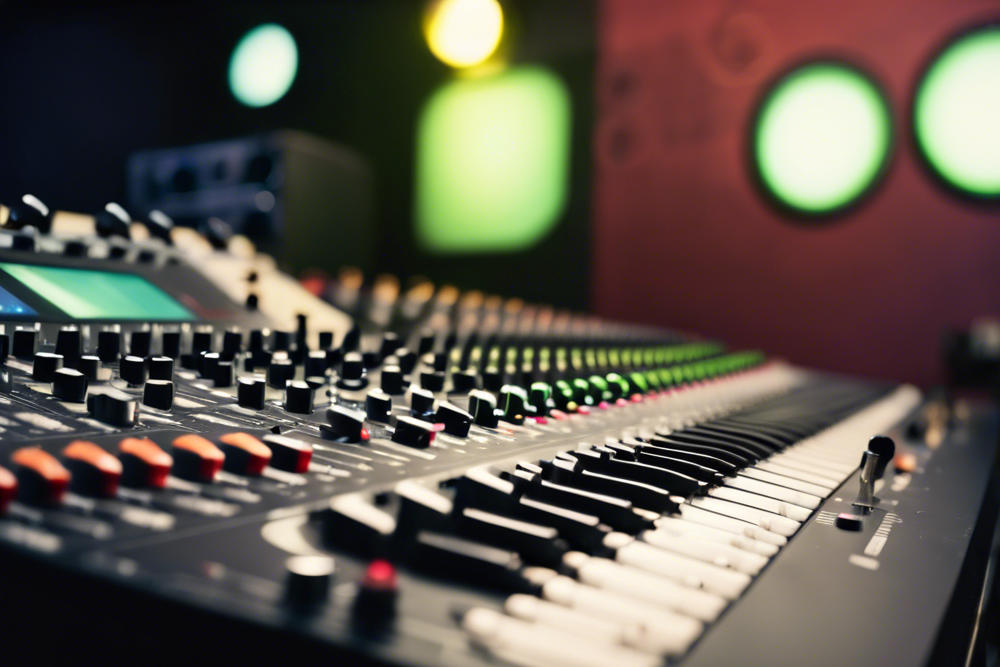 a mixing desk in a music studio