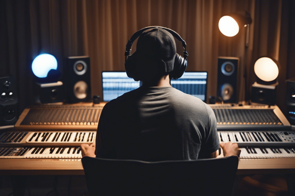 a music producer making music in a music studio