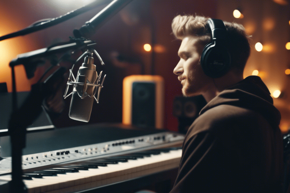 a music producer sits in the studio