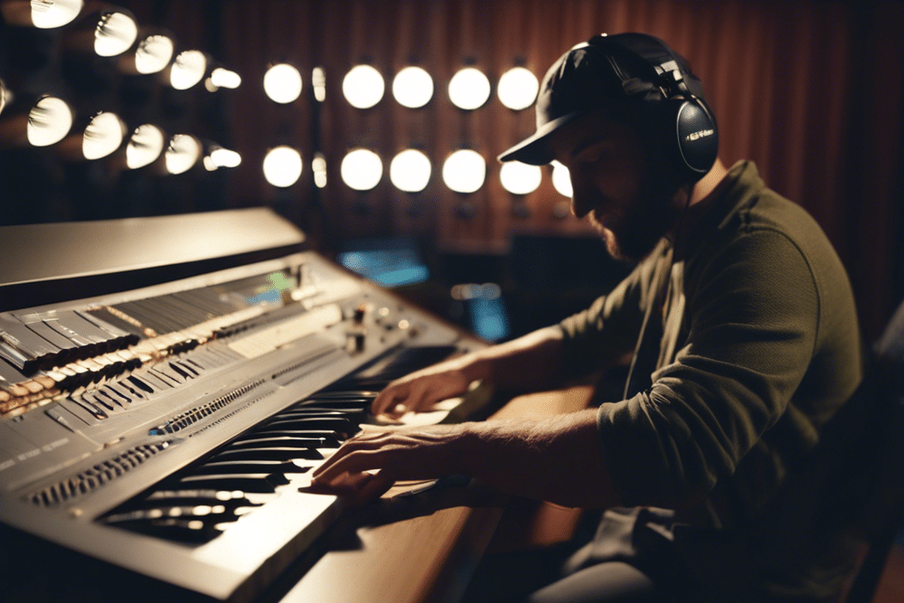 a musician producing music in a studio