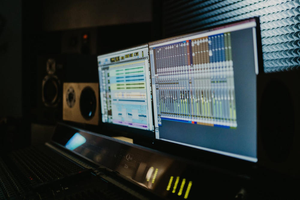 Computer Monitor Screen with DAW in Music Studio