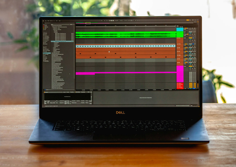 daw with audio and midi on a laptop