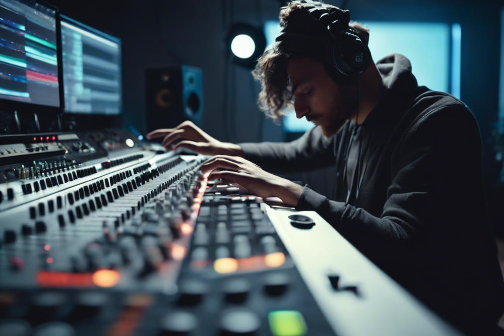 music producer making music in a studio