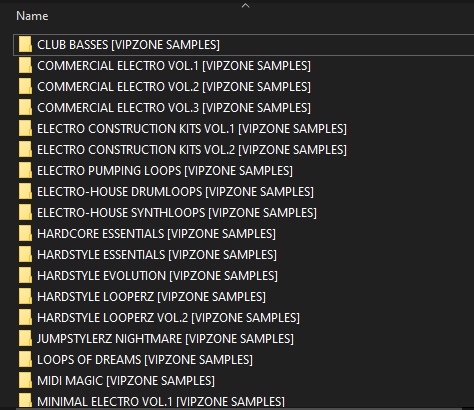 VIPZONE Sample Pack Structure - Name of the pack